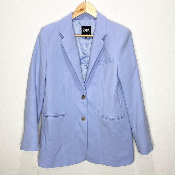 Zara Straight Cut Blazer Bloggers Favorite In Blue XS - Picture 9 of 13